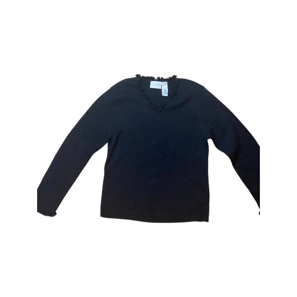 Liz Claiborne Top Woman Size XL long sleeve Stretch Black sparkle